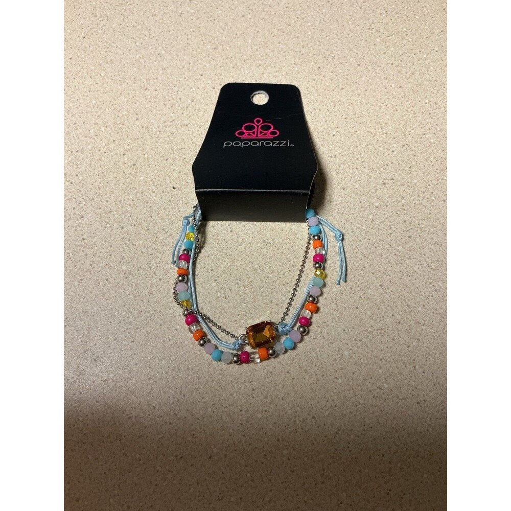 Paparazzi Beaded Bracelet with Orange Gemstone